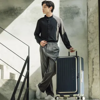 【Deseno 笛森諾】特洛伊PRO 29.5吋真空壓縮｜前開式煞車行李箱(特仕版_泰晤士藍_不含真空壓縮機)