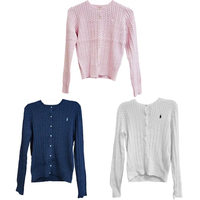 【POLO】大童青年版 Ralph Lauren小馬刺繡麻花針織外套/針織衫(大童版xl 建議成人60KG以下)