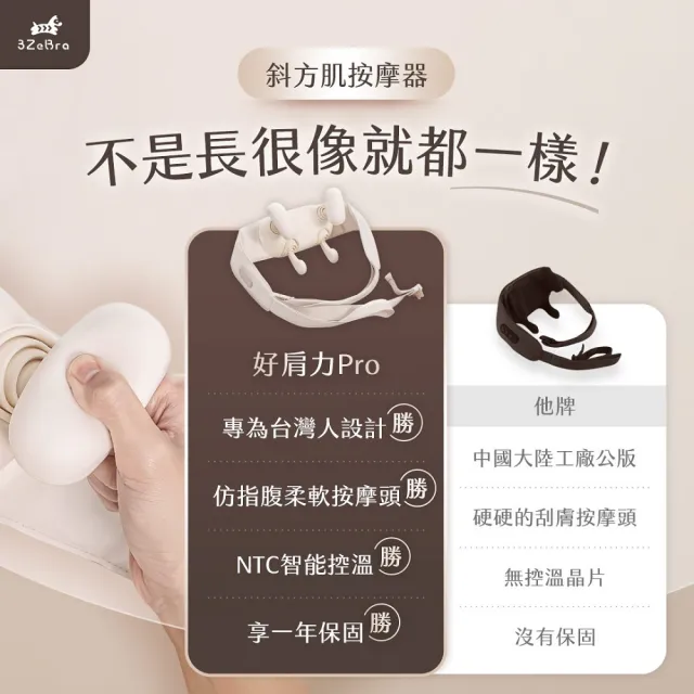 【3ZeBra 三隻斑馬】好肩力 Pro｜斜方肌肩頸按摩器(肩頸熱敷 頸部按摩 父親節禮物)