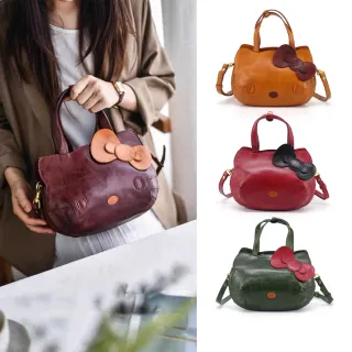 【LouiseC.】Tree House 植鞣革牛皮手工擦色Kitty凱蒂貓俏麗蝴蝶結手提肩背斜背真皮包-5色(GK6302)