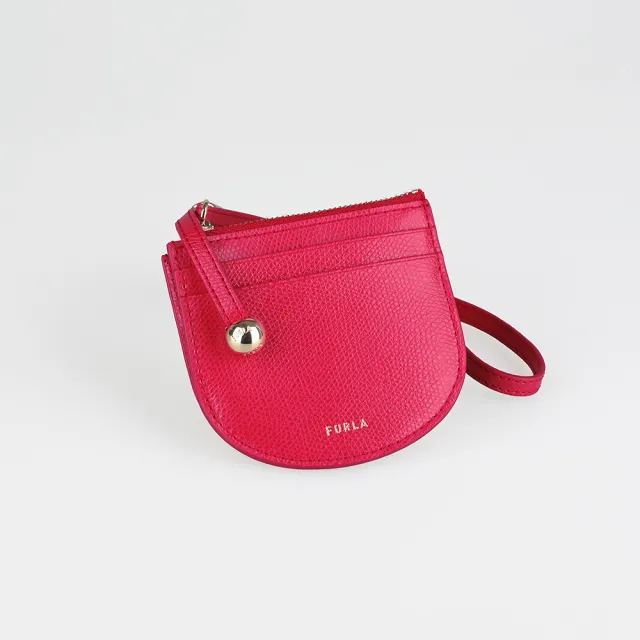 【FURLA 芙拉】FURLA LAURA 吊帶卡夾零錢包(寶石紅)