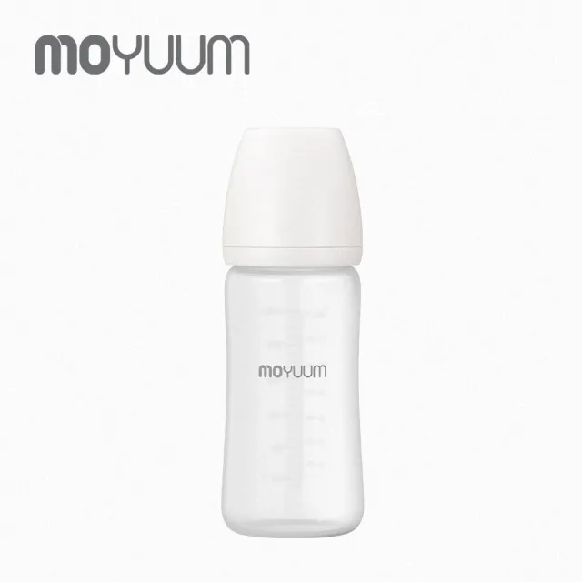 【MOYUUM】韓國 寬口矽膠玻璃奶瓶-雲朵白(240ml)