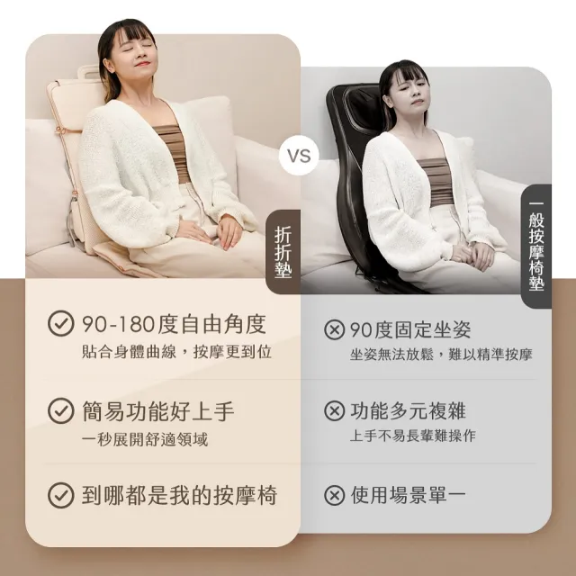 【3ZeBra 三隻斑馬】折折墊｜輕薄隨行按摩椅墊(行動按摩椅 按摩背墊 坐墊 靠墊)