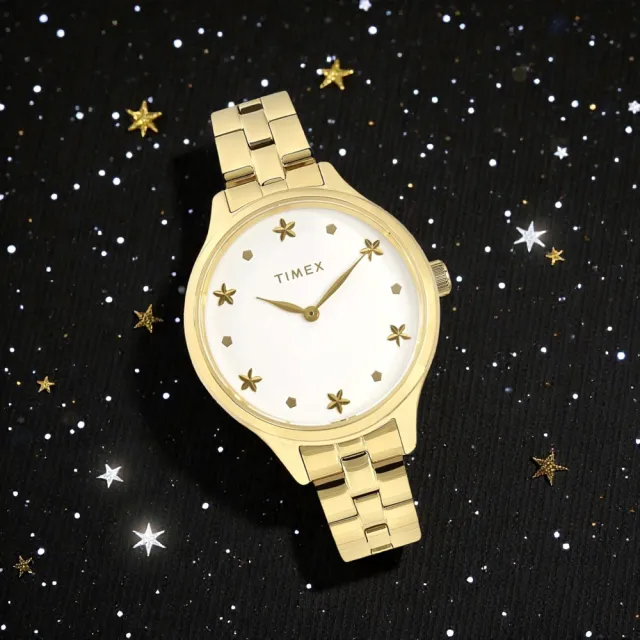 【TIMEX】簡約風格 星光女孩 礦石強化玻璃 不鏽鋼手錶 白x鍍金 36mm(TXTW2V23300)