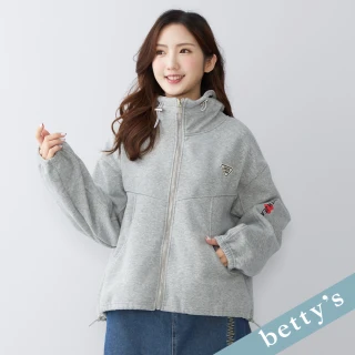 【betty&rsquo;s 貝蒂思】字母印花抽繩內刷毛外套(灰色)
