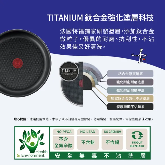 【Tefal 特福】法國製巧變精靈系列24CM不沾平底鍋-沉靜黑