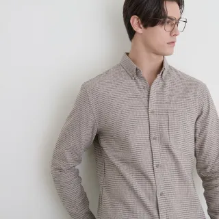 【GIORDANO 佐丹奴】男裝磨毛千鳥格襯衫 Urban Outdoor系列(80 棕X卡其)