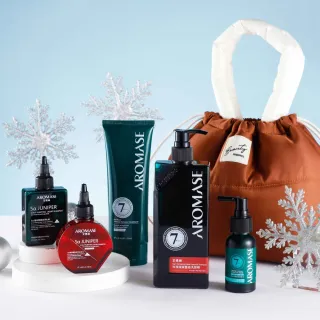 【Aromase 艾瑪絲】聖誕美妝袋(洗髮精400ml+淨化液80ml+淨化液CC 80ml+養髮液40ml+修護素175ml)