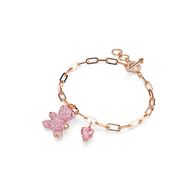 【SWAROVSKI 施華洛世奇】Teddy 手鏈 粉紅色 鍍玫瑰金色調