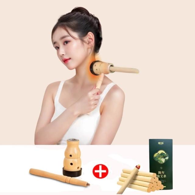【YAOCHEN 瑤辰】贈陳年艾條-手持原木葫蘆灸具(艾灸 艾灸儀 艾灸罐 艾條 中醫養生保健)