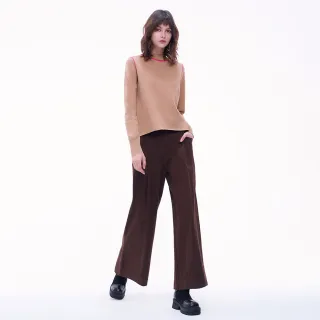 【MOMA】M+100%棉舒適顯瘦內磨毛寬褲(咖啡色)