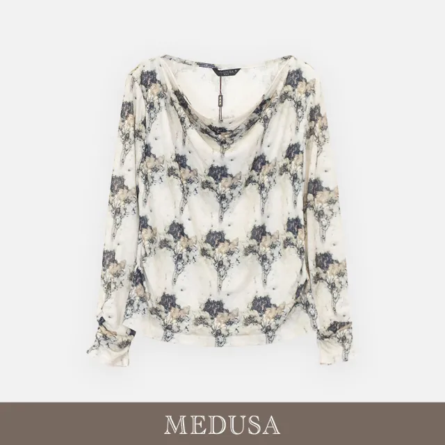 【MEDUSA 曼度莎】現貨-台灣製 柔霧印花垂墜長袖上衣（M-XL）｜女長袖上衣 休閒上衣 氣質印花(701-56301)