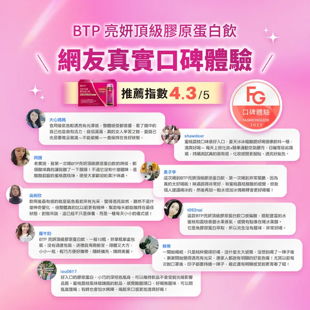 【BTP】亮妍頂級膠原蛋白飲 1盒(10入/盒-日本NIPPI膠原蛋白/燕窩酸/Q10/山竹發酵物/神經醯胺)
