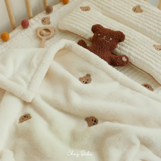 【Chezbebe】經典小熊刺繡嬰兒毯(嬰兒毯)