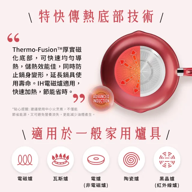 【Tefal 特福】美食家鈦極系列32CM不沾鍋炒鍋加蓋(IH爐可用鍋)