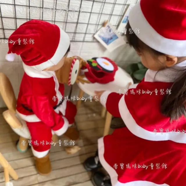 【安朵童舖】現貨表演服長袖連身裙套裝小洋裝聖誕老人聖誕裝長袖上衣長褲子男童童裝(135)