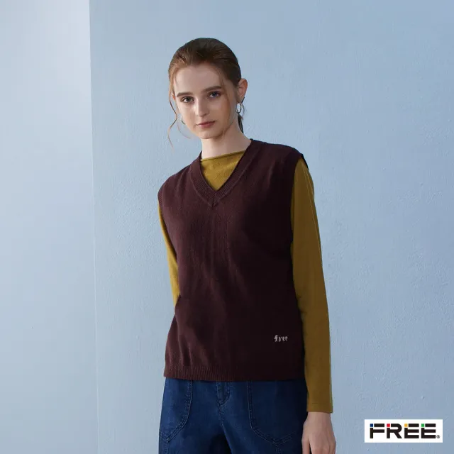 【FREE】喀什米爾V領free羊絨背心(3色)