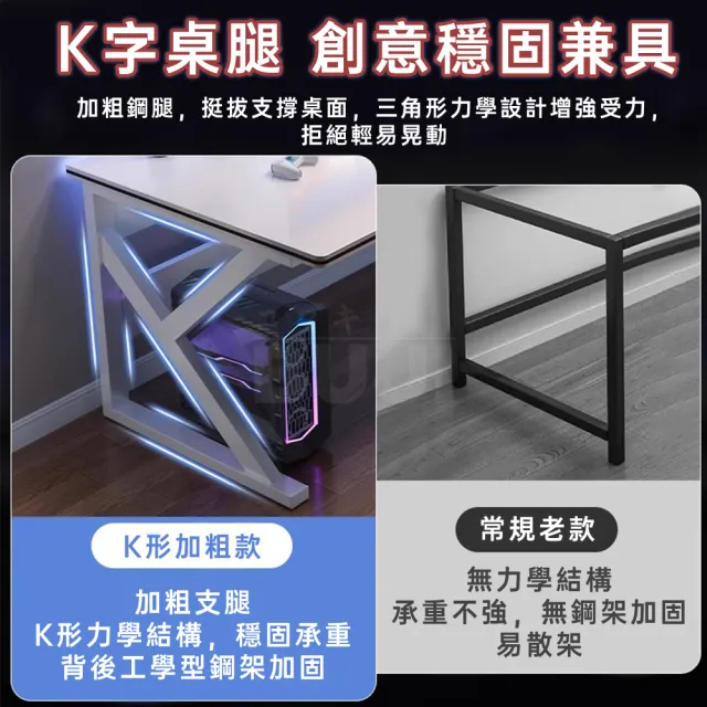 【UVLED 鈺創合成】巨穩K型戰艦電競桌 140*60贈主機托盤+增高架(電腦桌/工作桌/辦公桌/書桌/桌子)