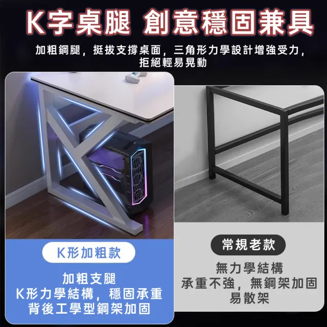 【UVLED 鈺創合成】巨穩K型戰艦電競桌 100*60贈主機托盤(電腦桌/工作桌/辦公桌/書桌/桌子/寫字桌)