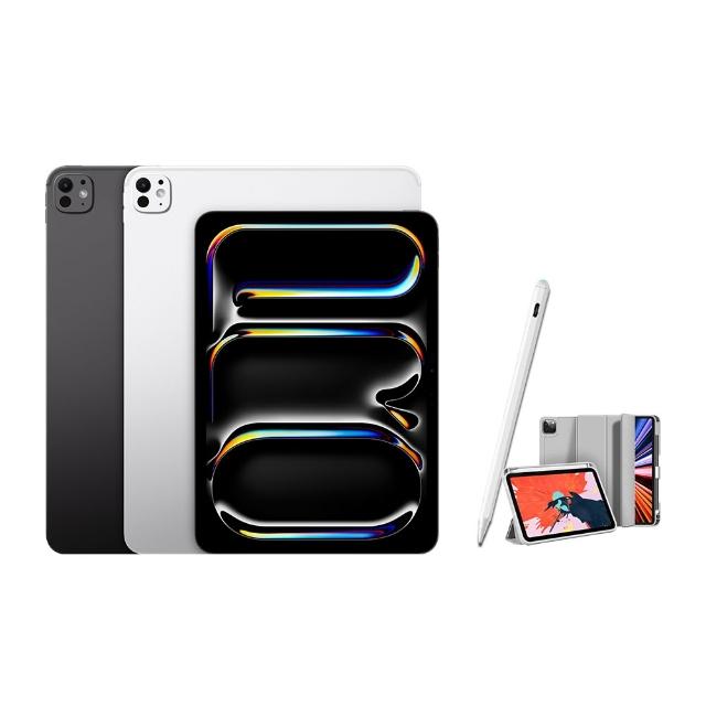 【Apple】2025 iPad Pro M5晶片/11吋/WiFi/512G 平板電腦(A04 Plus觸控筆+三折筆槽殼+鋼化保貼組)