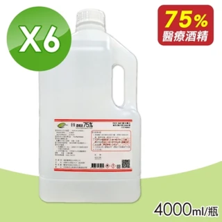 【醫強】75%酒精液 6桶組(4000ml x6桶)