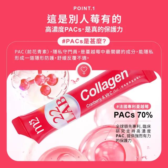 【m2 美度】超能膠原蔓越莓C 五盒組(10入/盒 孫藝珍代言.高濃度D-甘露糖.前花青素)
