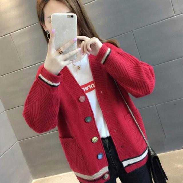 【AS 梨卡】女裝 針織外套 彩色鈕扣 毛衣外套 慵懶風 寬鬆毛衣 學院風外套 DR067(女裝 外套 針織外套)