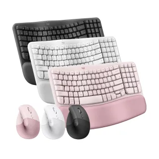 【Logitech 羅技】Wave Keys人體工學鍵盤+Lift 人體工學垂直滑鼠