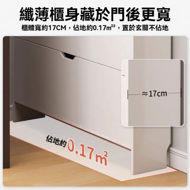 【TAMZU 潭祖】翻鬥款鞋櫃 家用窄型落地靠牆鞋櫃 收納神器櫃 大容量超薄玄關 簡易鞋櫃(暖白色100*17*115)