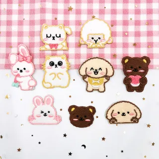 【QOQ】動物貼布 刺繡貼布/可愛卡通毛絨動物圖樣刺繡貼布 DIY材料 衣物補丁 自黏膠款(9款任選)