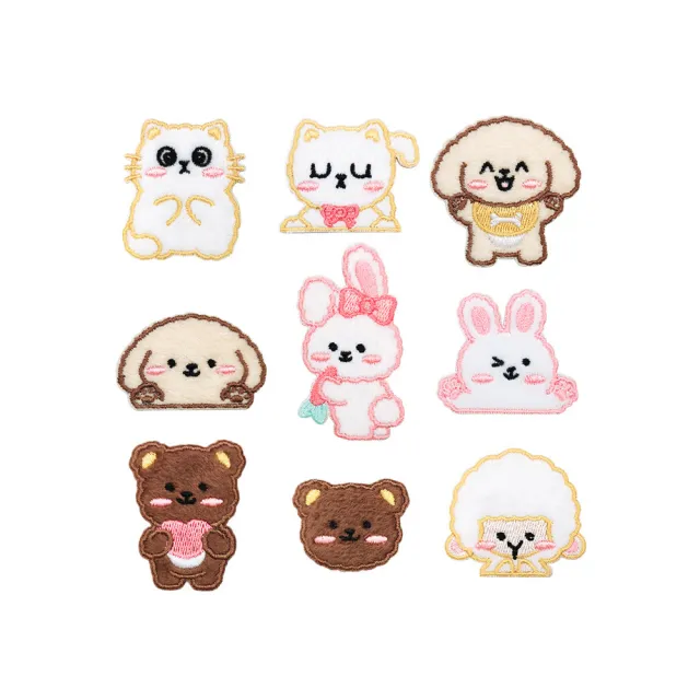 【QOQ】動物貼布 刺繡貼布/可愛卡通毛絨動物圖樣刺繡貼布 DIY材料 衣物補丁 自黏膠款(9款任選)
