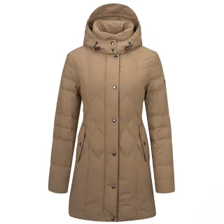 【ATUNAS 歐都納】女款HEAT CORE蓄熱保暖中長版羽絨外套(A1GA2532W卡其/防潑水/防風/休閒/旅遊/百搭款)