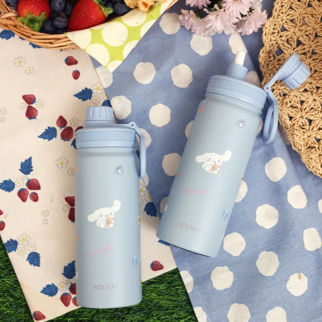 【HOUSUXI 舒希 官方直營】三麗鷗系列-鎖蓋保溫瓶-附吸管-600ml-A3(任選)