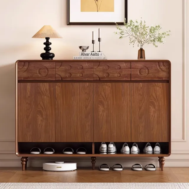 【TAMZU 潭祖】實木入戶鞋櫃 大容量玄關儲物櫃 簡約現代鞋櫃 陽台收納櫃(ZD660款 全實木 100*39.5*103)