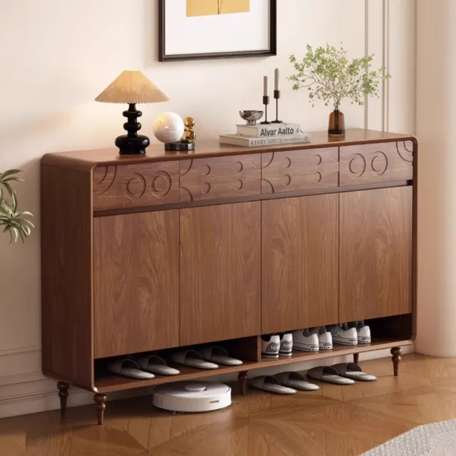 【TAMZU 潭祖】實木入戶鞋櫃 大容量玄關儲物櫃 簡約現代鞋櫃 陽台收納櫃(ZD660款 全實木 100*39.5*103)