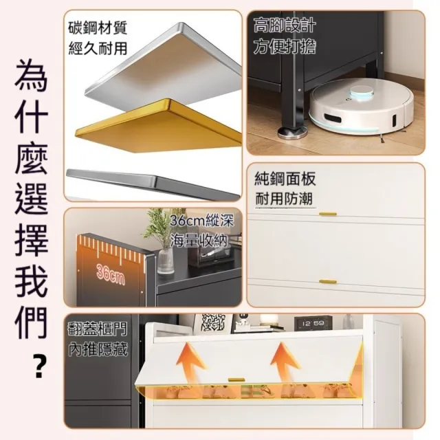 【TAMZU 潭祖】鋼製新款鞋櫃 家用收納櫃 帶門落地鞋櫃 多層防塵鞋架(4門9層 特厚碳鋼門 90*36*144)