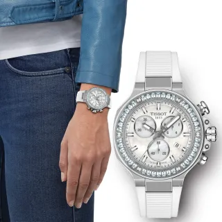 【TISSOT 天梭】競速系列 計時腕錶  女錶  中性情人節 禮物(T1418179711100/38mm)
