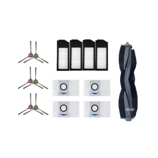 【CHAK】ECOVACS 科沃斯 X1系列 副廠掃地機配件耗材超值組(主刷×1 邊刷×3組 濾網×4 集塵袋×4)