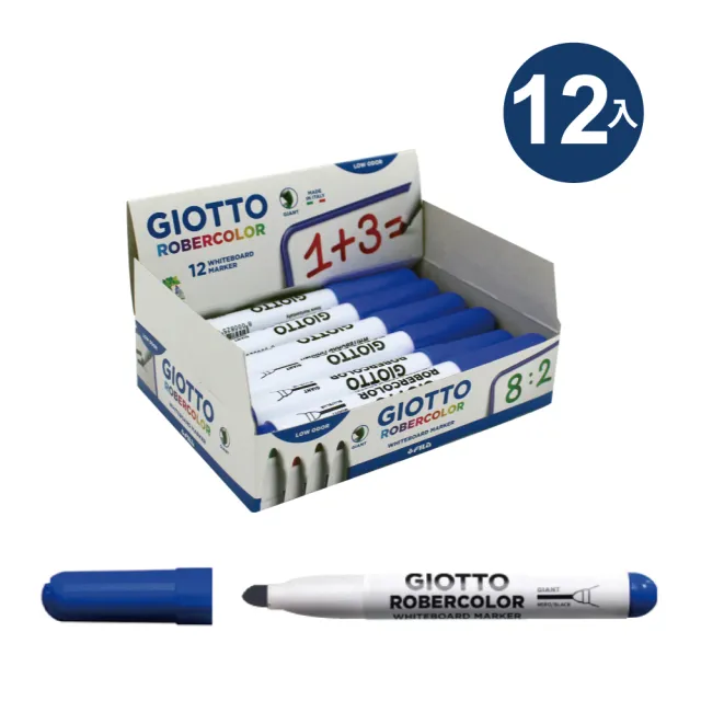 【義大利GIOTTO】粗圓頭白板筆-藍/12入(不縮頭 氣味不易刺鼻)