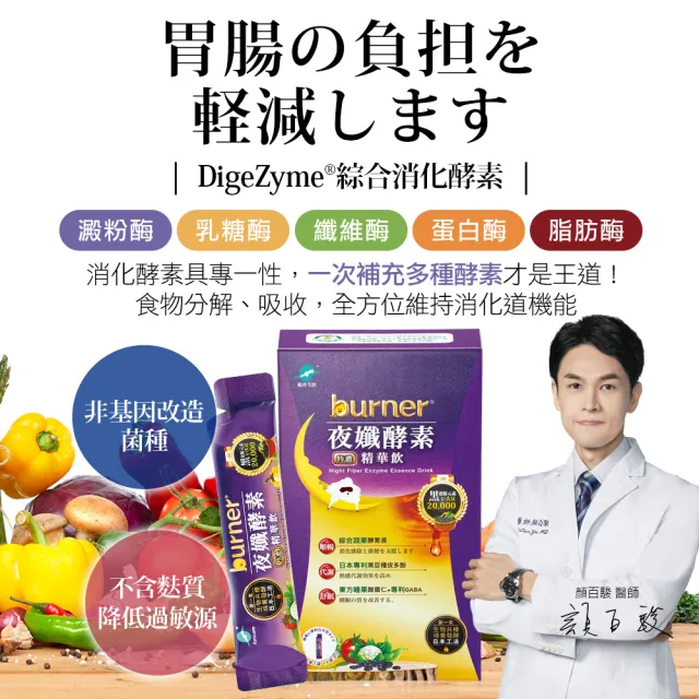 【船井burner倍熱】夜孅酵素精華飲4盒(共40包王彩樺、專科醫師共同推薦)