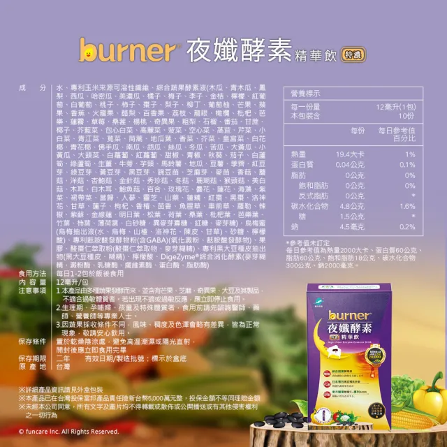 【船井burner倍熱】夜孅酵素精華飲4盒(共40包王彩樺、專科醫師共同推薦)