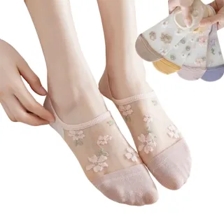 【89 zone】日系蕾絲薄款不掉跟 女襪 絲襪 蕾絲襪 隱形襪 棉底襪 淺口襪 短襪 船襪 1 雙(粉/黃/綠)