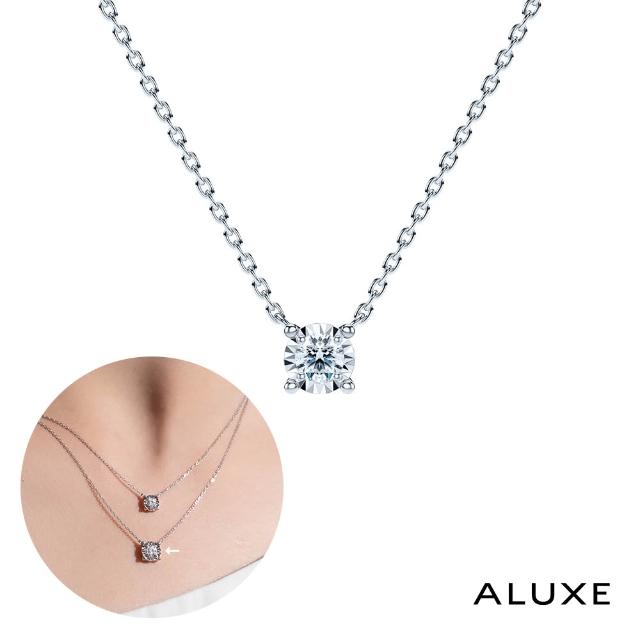 【ALUXE 亞立詩】10K金 鑽石項鍊 璀璨單鑽 閃耀系列 NN3218VB(1克拉視覺效果)