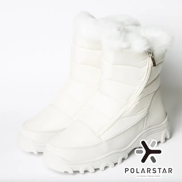 【PolarStar 桃源戶外】女保暖毛毛防水雪鞋『白』P25604(防滑鞋底.雪地靴.賞雪.滑雪.雪地必備.防雪)