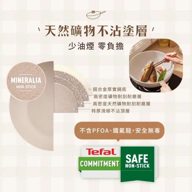 【Tefal 特福】暖暖系列30CM不沾鍋炒鍋-加蓋(IH爐可用鍋/電磁爐適用)