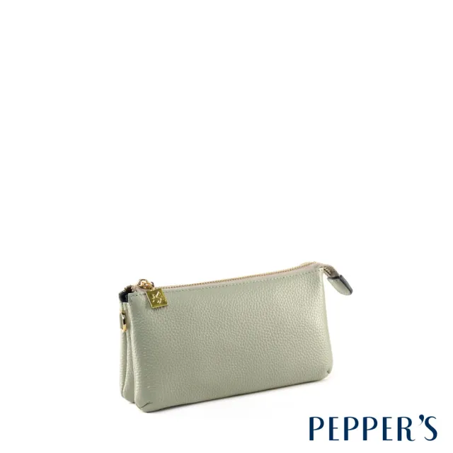 【PEPPER’S】交換禮物 CUBE 真皮雙層拉鍊隨身小包 - 薄荷綠/午夜藍(隨身小包 真皮)