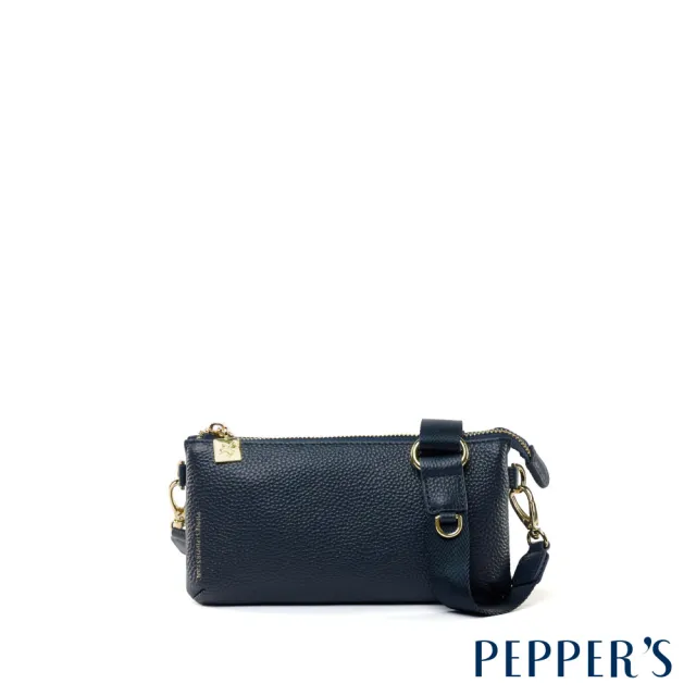 【PEPPER’S】交換禮物 CUBE 真皮雙層拉鍊隨身小包 - 薄荷綠/午夜藍(隨身小包 真皮)