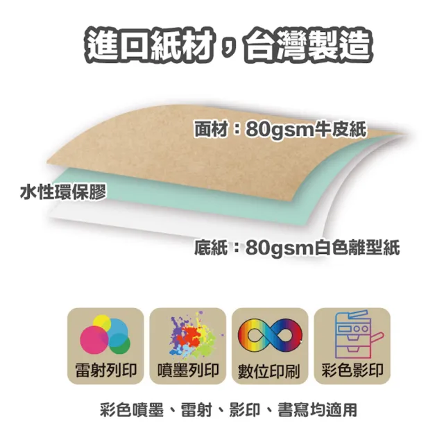 【CLEAN 克林】A4牛皮紙標籤貼紙-30格直角 50張/包(牛皮標籤 電腦標籤貼紙 質感標籤貼紙 手作小物貼紙)