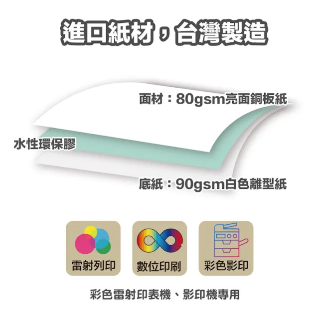 【CLEAN 克林】A4彩色雷射銅版標籤貼紙-6格直角 50張(電腦標籤貼紙 雷射標籤 高質感貼紙  亮面白色標籤)