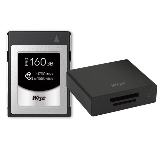 【Wise 裕拓】160GB CFexpress Type B PRO 高速記憶卡+WA-CXS08 高速雙槽讀卡機(公司貨-雙拚組合)